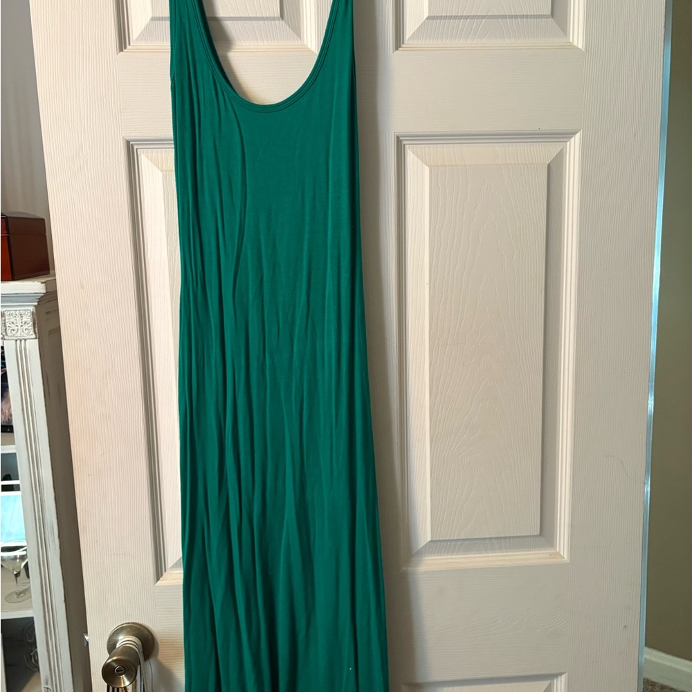 Forever 21 Green Pleated Maxi Sundress